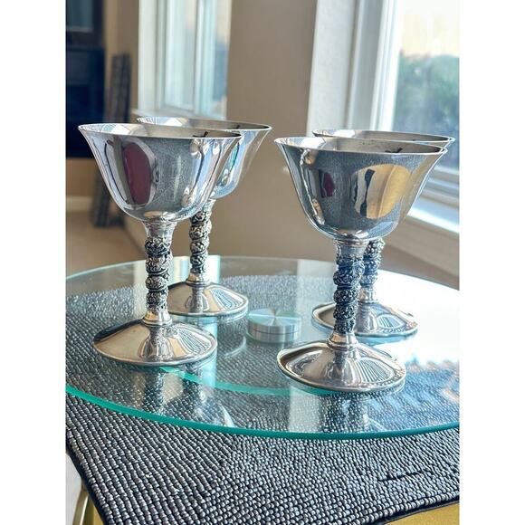 Valero Silver-Plated Goblets – Set of 4 – Made in Spain – Ornate Spanish VTG - Picture 6 of 10